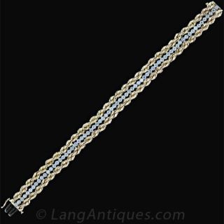 Mid-Century Platinum and Gold Diamond Line Bracelet