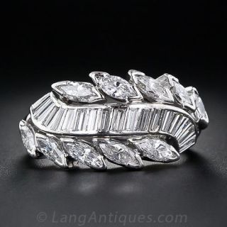 Mid-Century Platinum Diamond Band Ring