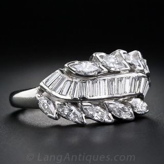 Mid-Century Platinum Diamond Band Ring