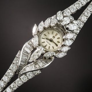 Mid-Century Platinum Diamond Bracelet Watch 