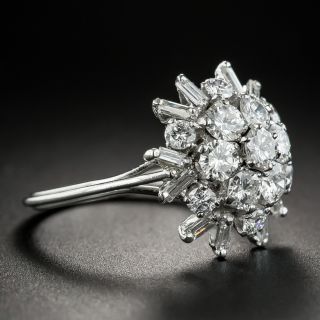 Mid-Century Platinum Diamond Cluster Ring