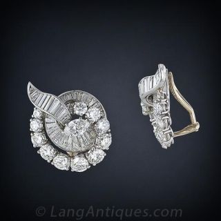 Mid-Century Platinum Diamond Earrings