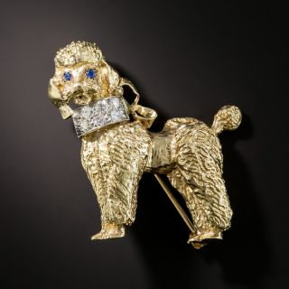 Mid-Century Poodle with Diamond Collar Pin