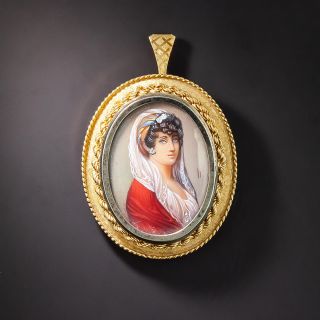 Mid-Century Portrait Pendant/Brooch, Italian - 1