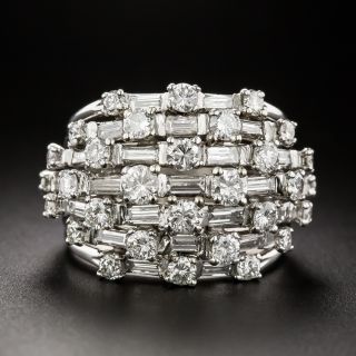 Mid-Century Round and Baguette Diamond Stacked Ring - 3