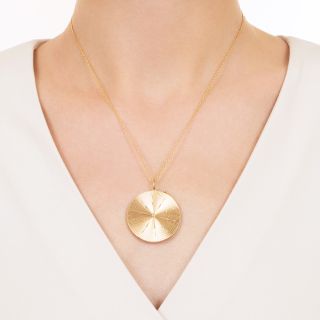 Mid-Century Round Sliding Pendant Locket
