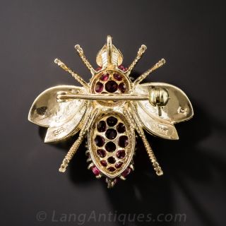 Mid-Century Ruby Bumble Bee Brooch / Pendant