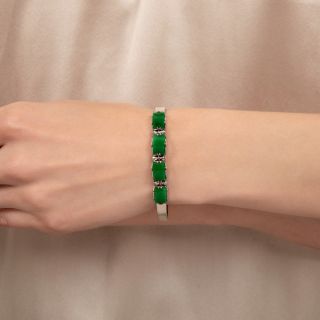 Mid-Century Saddle Jade Bracelet