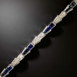 Mid-Century Sapphire and Diamond Domed Link Bracelet - 3