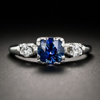 Mid-Century Sapphire and Diamond Engagement Ring