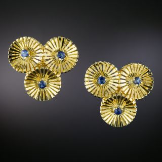 Mid-Century Sapphire Earrings - 1