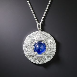 Mid-Century Star Of David 2.53 Carat Sapphire and Diamond Pendant - 6