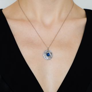Mid-Century Star Of David 2.53 Carat Sapphire and Diamond Pendant