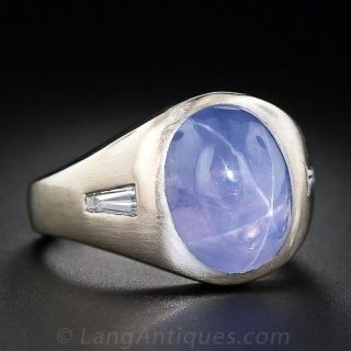 Mid-Century Star Sapphire Gent's Ring
