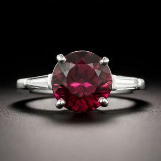 Mid-Century-Style Red Tourmaline and Diamond Ring - 3
