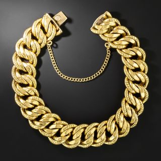 Mid-Century Textured Curb Link Bracelet - 2