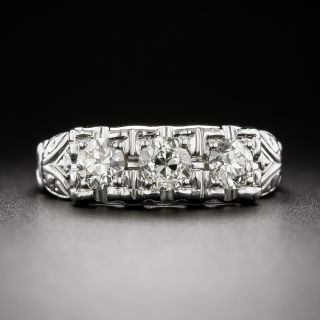  Mid-Century Three-Stone Diamond Band Ring - 3