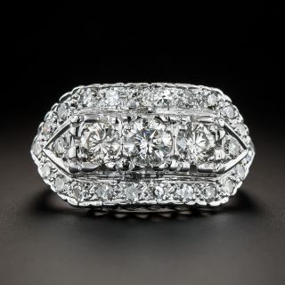 Mid-Century Three-Stone Diamond Wide Band Ring - 3