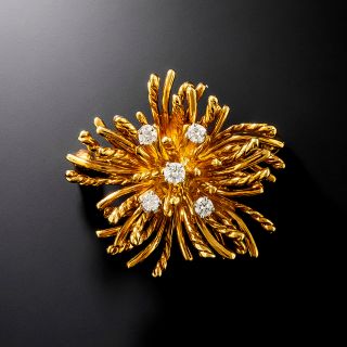 Mid-Century Tiffany & Co. 18K Diamond Anemone Brooch - 2