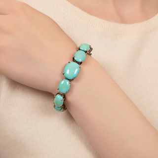 Mid-Century Turquoise Cabochon Bracelet