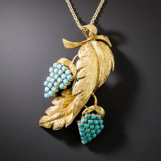 Mid-Century Turquoise Grape Cluster Pendant/Brooch - 1