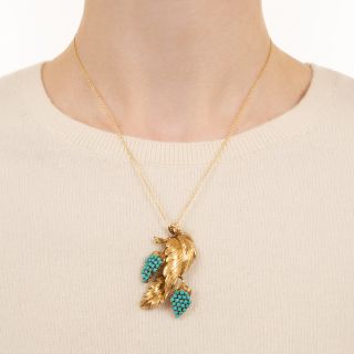 Mid-Century Turquoise Grape Cluster Pendant/Brooch