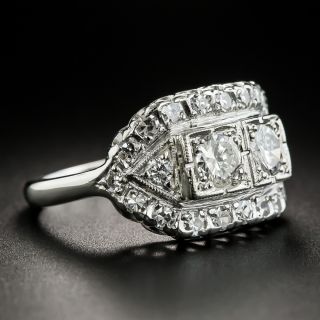 Mid-Century Twin-Stone Platinum Diamond Ring