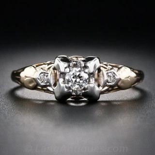 Mid-Century Two-Tone .13 Carat Diamond Engagement Ring