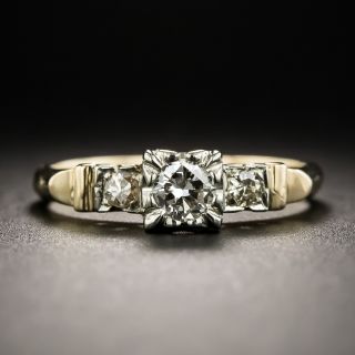 Mid-Century Two-Tone .18 Carat Diamond Engagement Ring - 1
