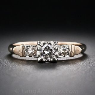 Mid-Century Two-Tone .18 Carat Diamond Engagement Ring
