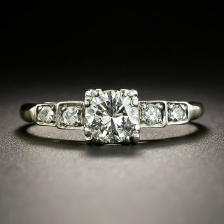 Mid-Century Two-Tone .58 Carat Diamond Engagement Ring - GIA - 1