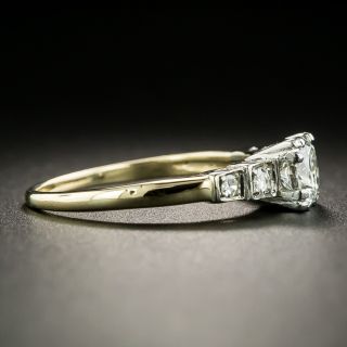 Mid-Century Two-Tone .58 Carat Diamond Engagement Ring - GIA