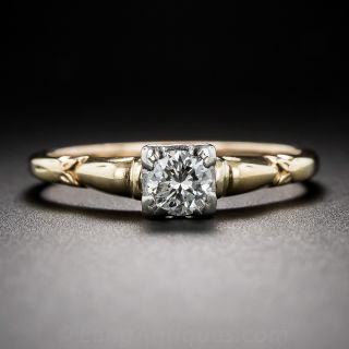 Mid-Century Two-Tone Diamond Engagement Ring