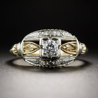 Mid-Century Two-Tone Diamond Engagement Ring