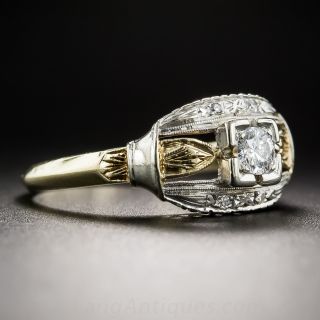 Mid-Century Two-Tone Diamond Engagement Ring