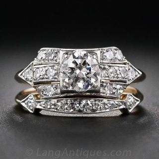 Mid-Century Two-Tone Diamond Wedding Set