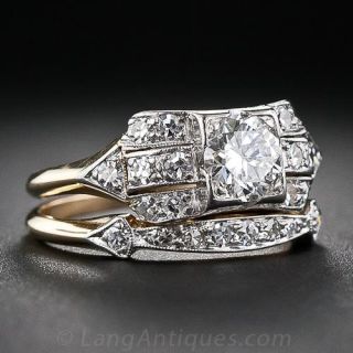 Mid-Century Two-Tone Diamond Wedding Set