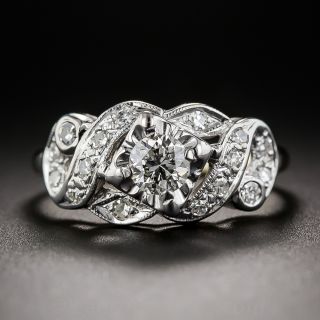 Mid-Century Two-Tone Gold and Diamond Engagement Ring