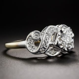 Mid-Century Two-Tone Gold and Diamond Engagement Ring