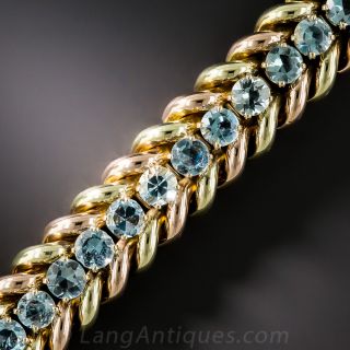 Mid-Century Two-Tone Gold Aquamarine Bracelet - 1