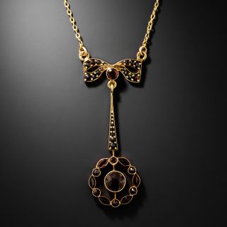 Mid-Century Victorian Retrospective Garnet Lavaliere - 2