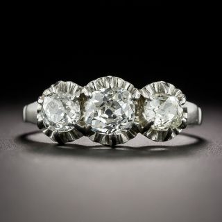  Mid Century Victorian Retrospective Three-Stone Old Mine-Cut Diamond Ring - 3