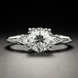 Mid-Century Vintage 1.43 Carat Diamond Platinum Engagement Ring - GIA K VS1 - 1