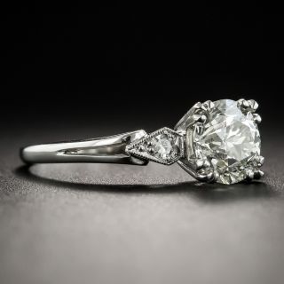 Mid-Century Vintage 1.43 Carat Diamond Platinum Engagement Ring - GIA K VS1