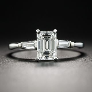 Mid-Century Vintage .93 Carat Emerald-Cut Diamond Platinum Engagement Ring