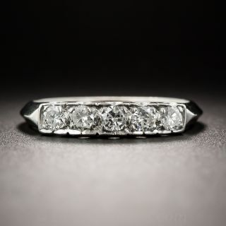 Mid-Century Vintage Platinum Five-Stone Diamond Wedding Band