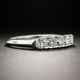 Mid-Century Vintage Platinum Five-Stone Diamond Wedding Band