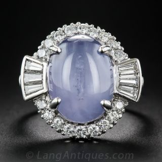 Mid-Century Vintage Star Sapphire and Diamond Ring