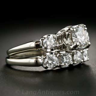 Mid-Century White Gold and Diamond Wedding Set