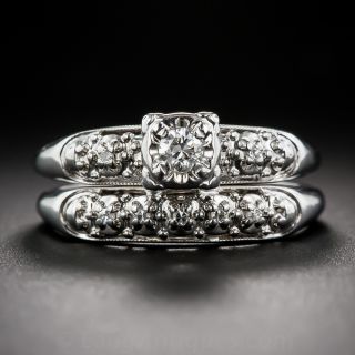 Mid-Century White Gold and Diamond Wedding Set